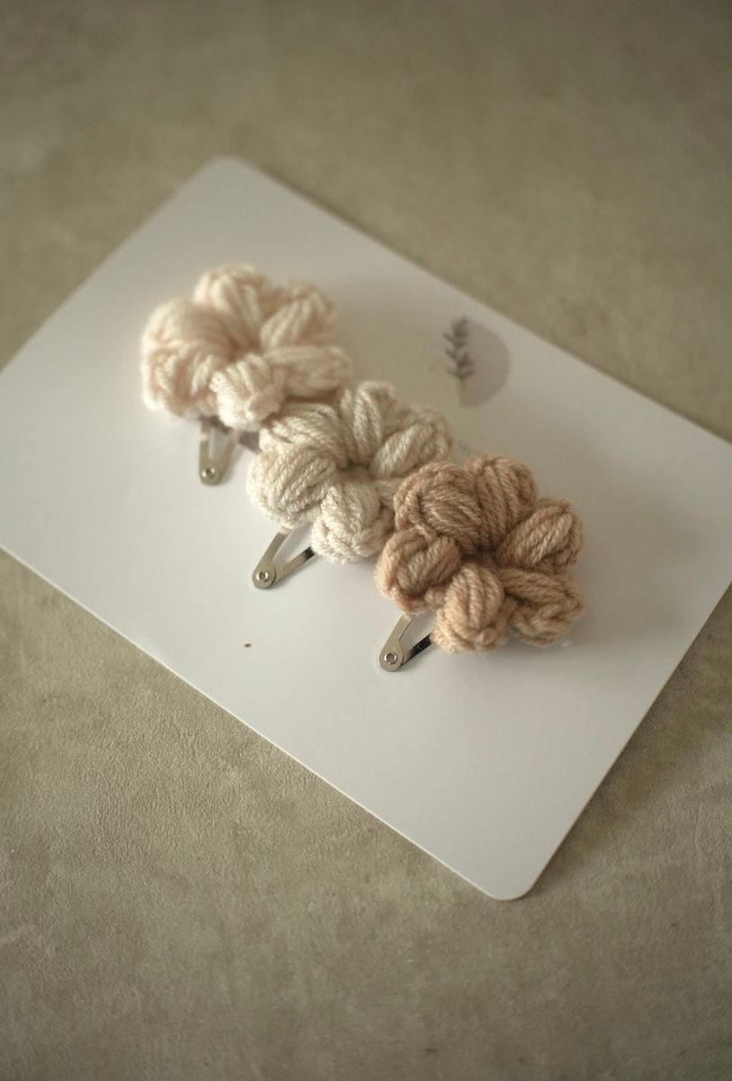 Hårspenner 3 pk - crochet flower