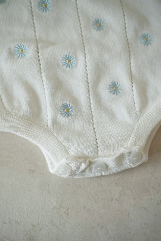 Tie romper - blue daisy
