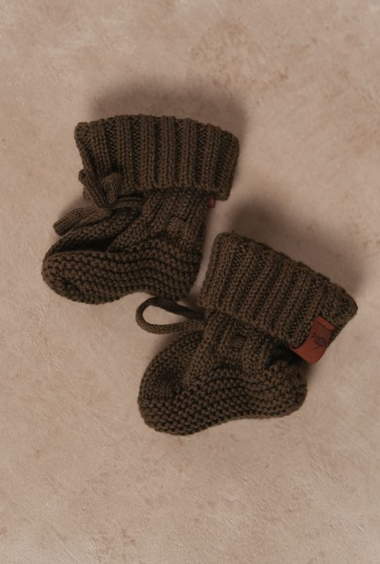Knit babytøfler - brown