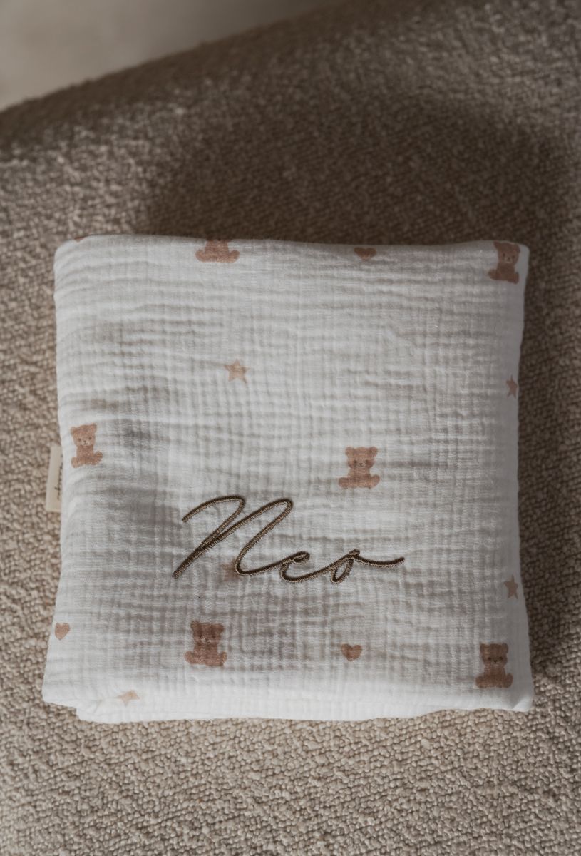 Bedtime musselin sengetøy - teddybear