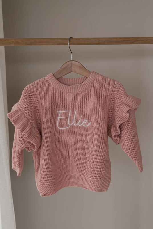 Knit frill genser - dusty rose