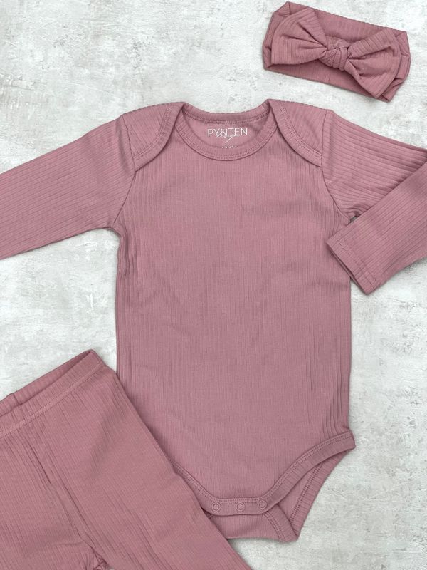 Basic rib sløyfe pannebånd - old rose