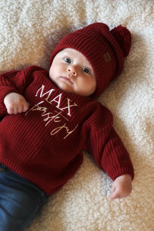 Knit genser - cranberry