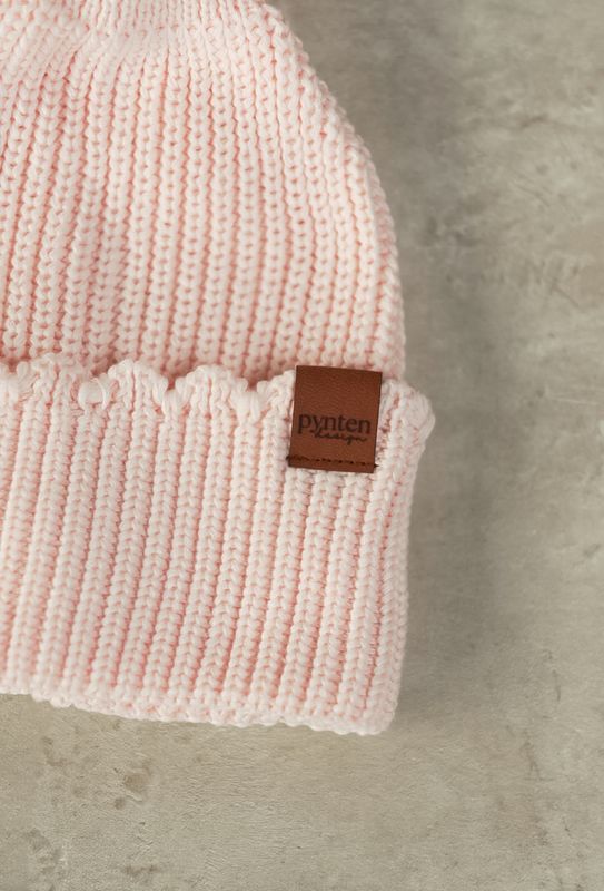 Knit frill lue med dusk - pastel pink