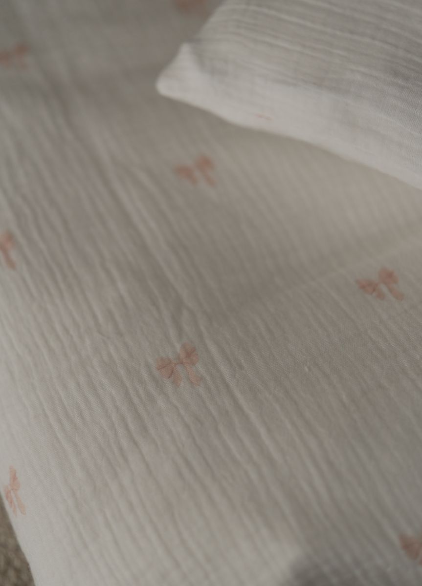 Bedtime musselin sengetøy - pink bow