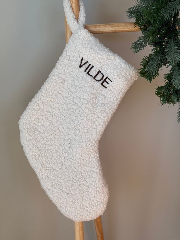 Teddy julestrømpe - cream