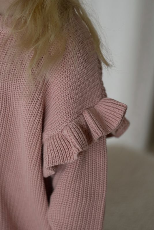 Knit frill genser - dusty rose