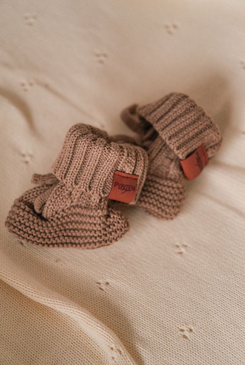 Knit babytøfler - taupe