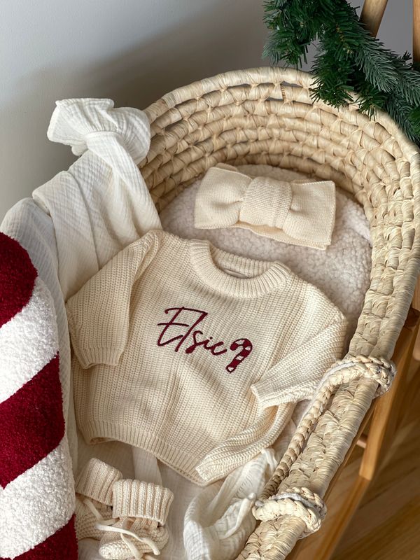 Knit pannebånd med sløyfe - offwhite 