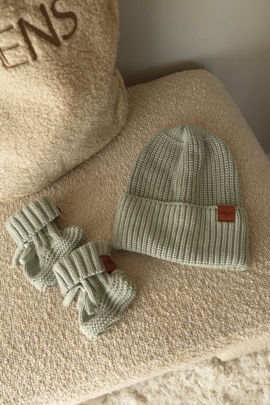Knit babytøfler - minty breeze
