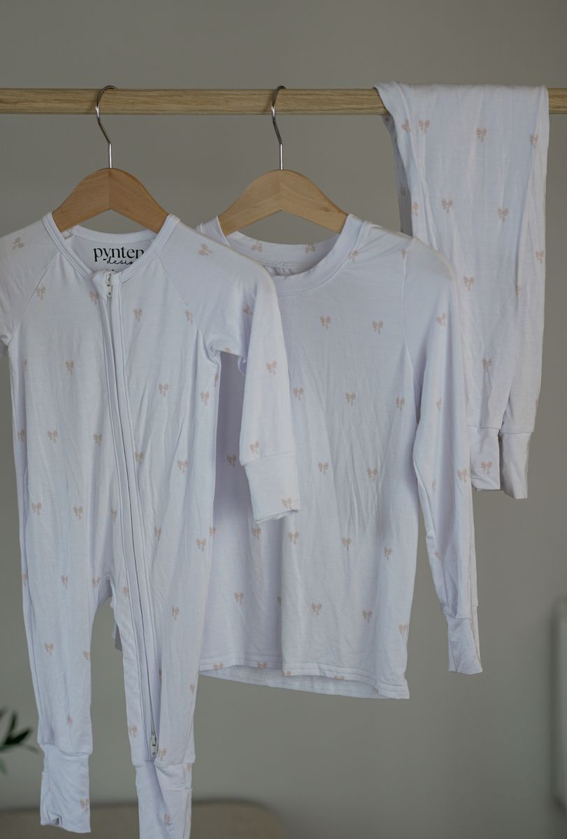 Bedtime pysj heldress - pink bow