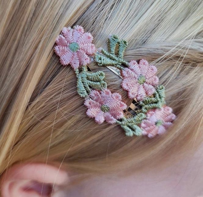 Hovedbilde Hårspenner 2 pk rosa blomster 