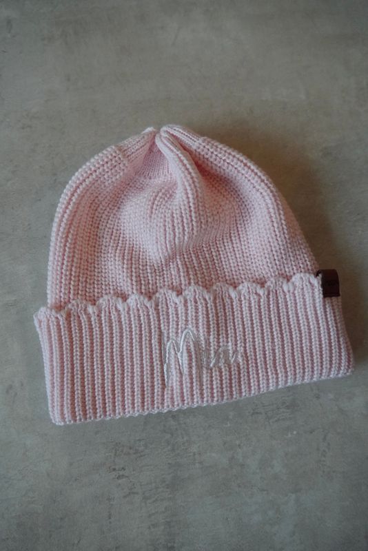 Knit frill lue - pastel pink