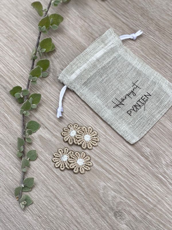 Hårspenne 2 pk blomst beige 