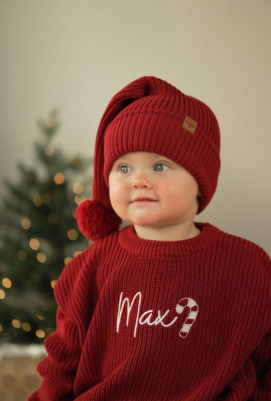 Knit genser - cranberry