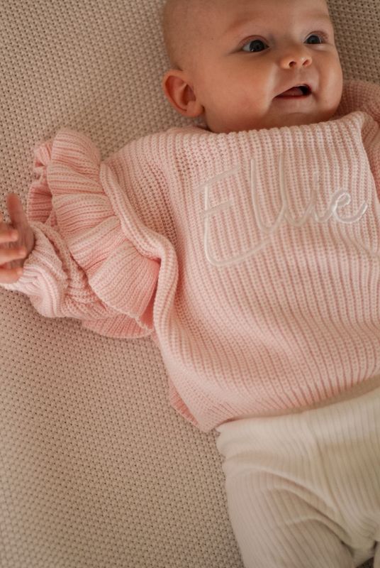 Knit frill genser barn - pastel pink