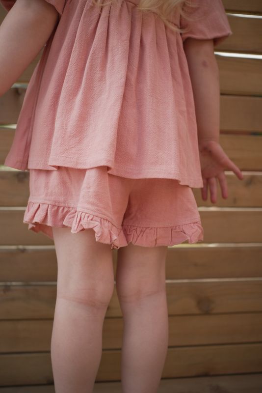 Blush sett, topp + shorts - peach dust